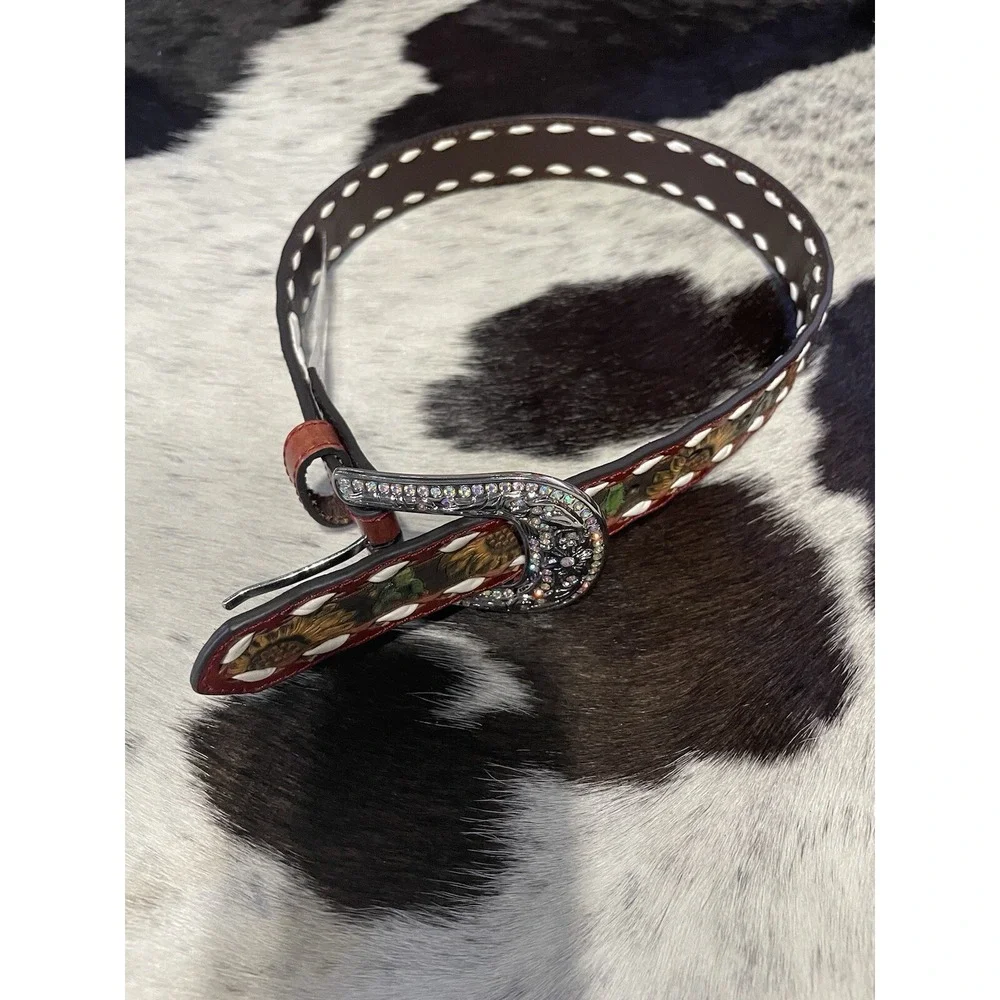 Angel Ranch kids western Cowgirl Rodeo Belt NWTS‎ Sunflowers leather